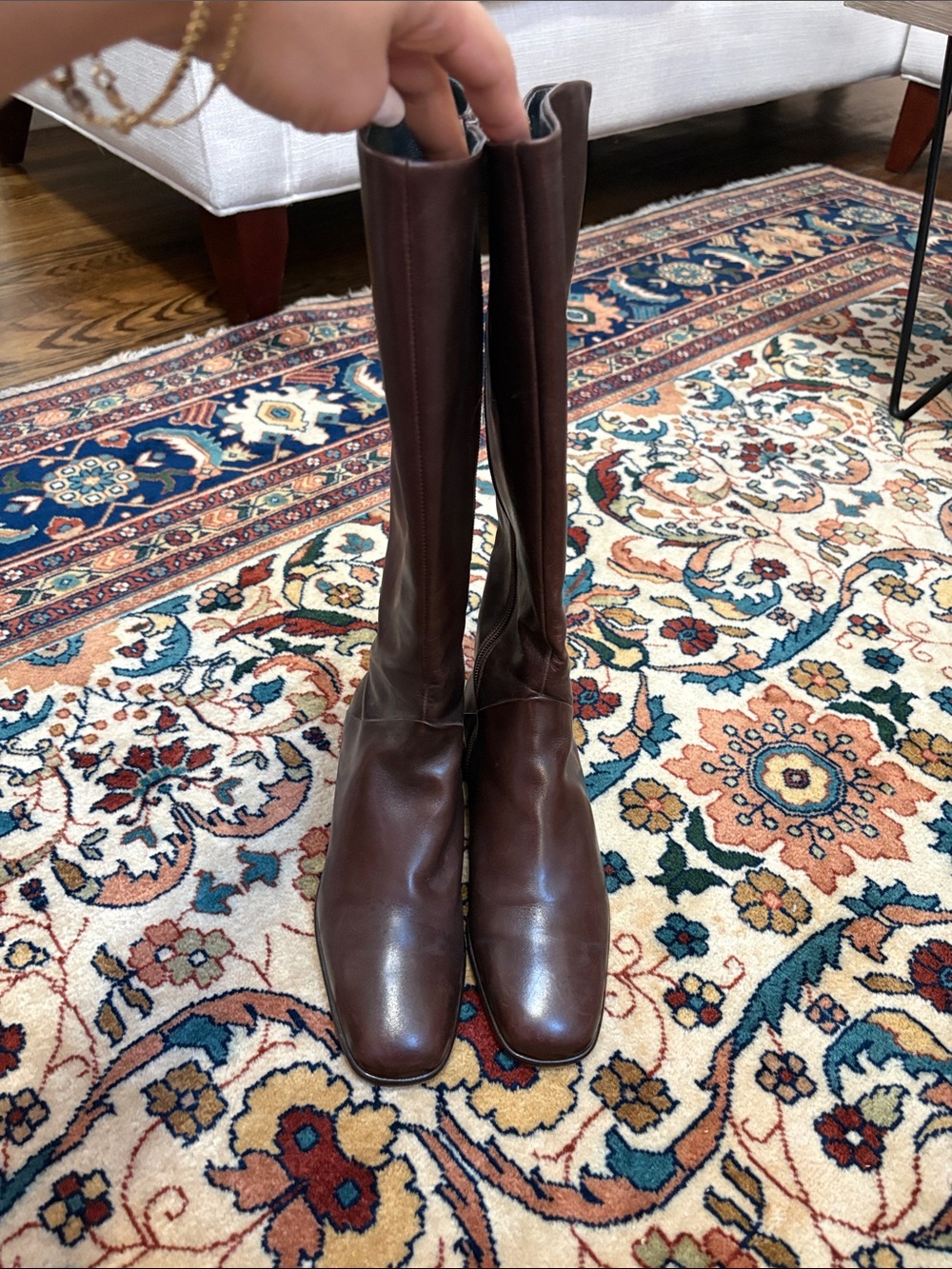 Classic Brown Leather Knee-High Booties
